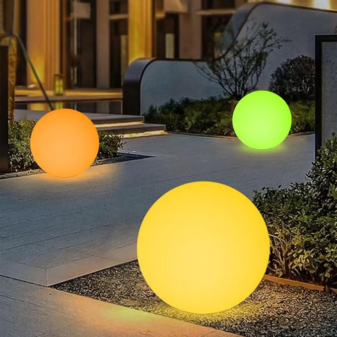 20-in LED Glowing Ball Light, Large Rechargeable LED Globe Orb Light w/Remote - Image 4