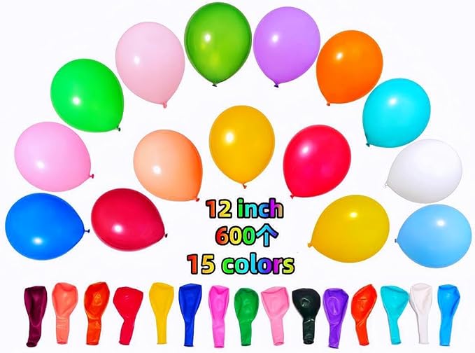 600 Pcs Balloons 15 Kinds Colors 12 inch Latex Rainbow Party Balloon Bulk - Image 2