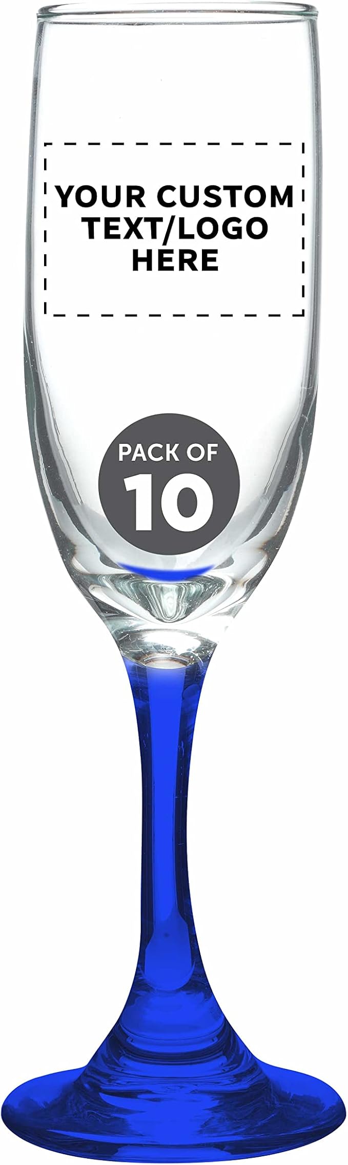 DISCOUNT PROMOS Custom Premiere Champagne Flutes 6.25 oz. Set of 10, by DISCOUNTPROMOS