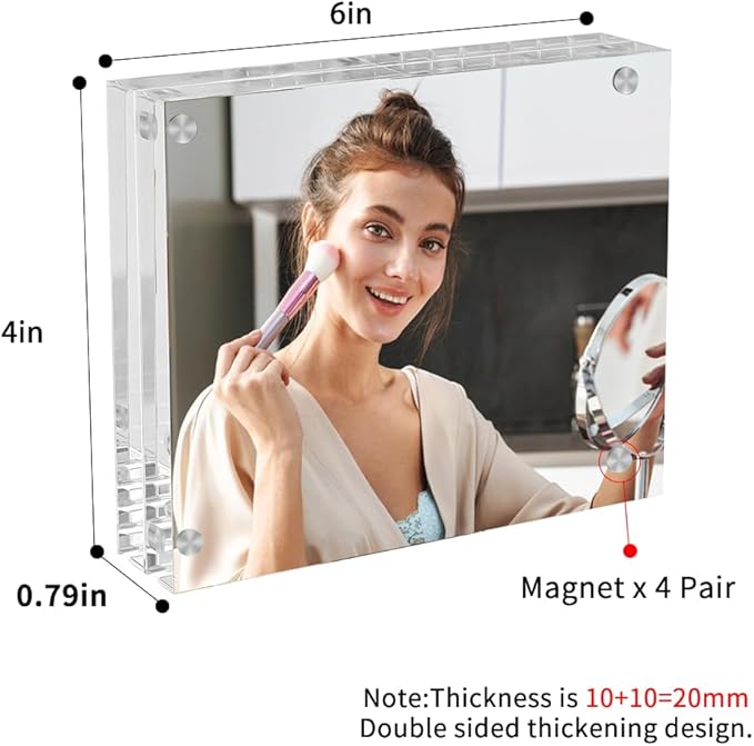 4x6 Acrylic Frames 4 Pack, 20mm Double Sided Magnetic Picture Frames Clear - Image 2