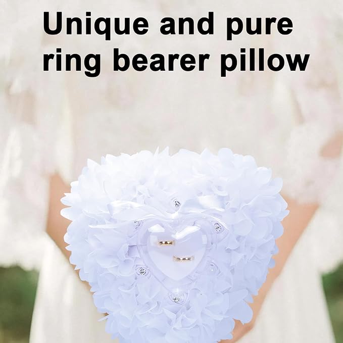 Ring Pillow is Designed with White Roses, Mozambique Diamond and Flowers. It is - Image 3