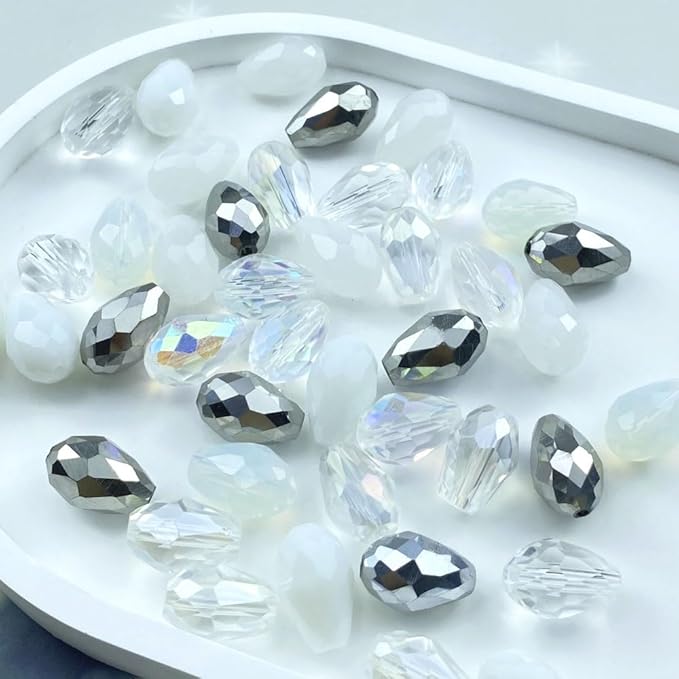 40pcs 10x15mm Teardrop Crystal Glass Beads Vertical Hole Faceted Loose Spacer - Image 2