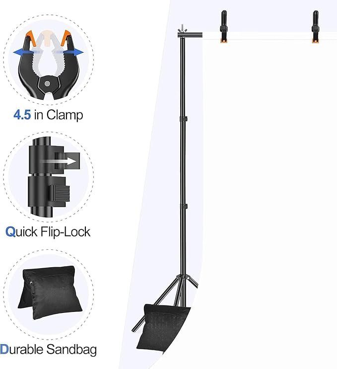 EMART Backdrop Stand, 20x7ft Large Adjustable Background Support System - Image 7