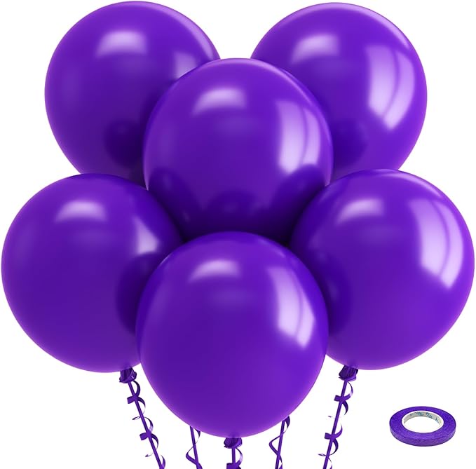 Bezente Dark Purple Latex Party Balloons by Bezente