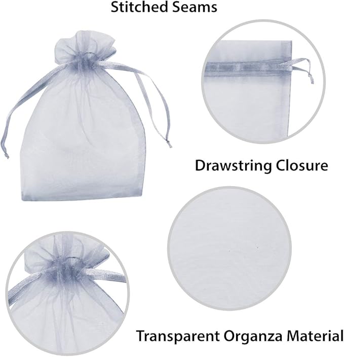 Super Z Outlet 100 Pack 5x7 Inch Mini Sheer Drawstring Organza Transparent Bags - Image 4