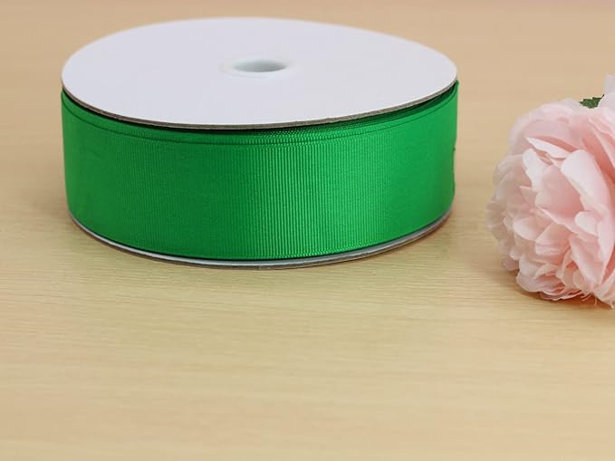 One Roll 50 Yards Soild Green Grosgrain Ribbon 1 1/2 inch Flower Bouquets - Image 3