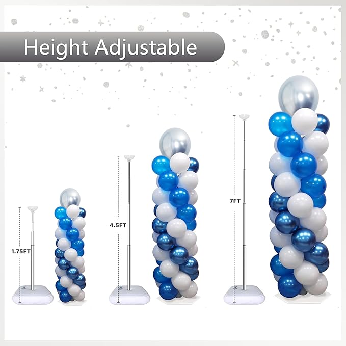 Paready Silver Balloon Column Stand Kit, 7 FT Height Adjustable Metal Balloon - Image 3