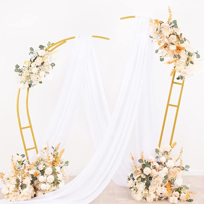 Socomi Wedding Arch Draping Fabric 3 Panels 29" x 19Ft White Sheer Chiffon - Image 4