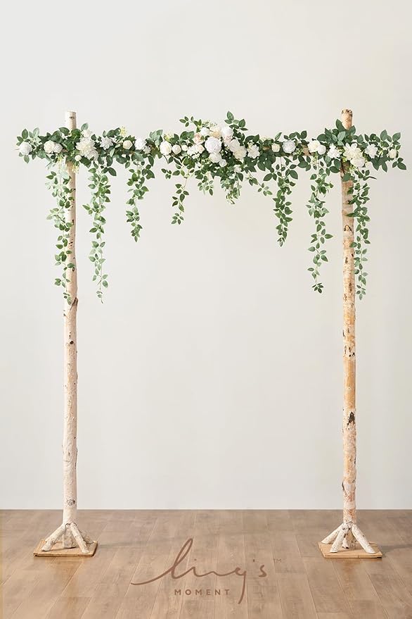 Ling's Moment 6.5FT Artificial Wedding Arch Flowers, Backdrop Floral Garland - Image 2