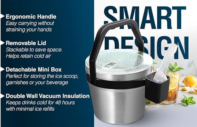 Insulated Ice Bucket with Lid & Scoop-XL Double-Walled, bar Essentials - Image 2