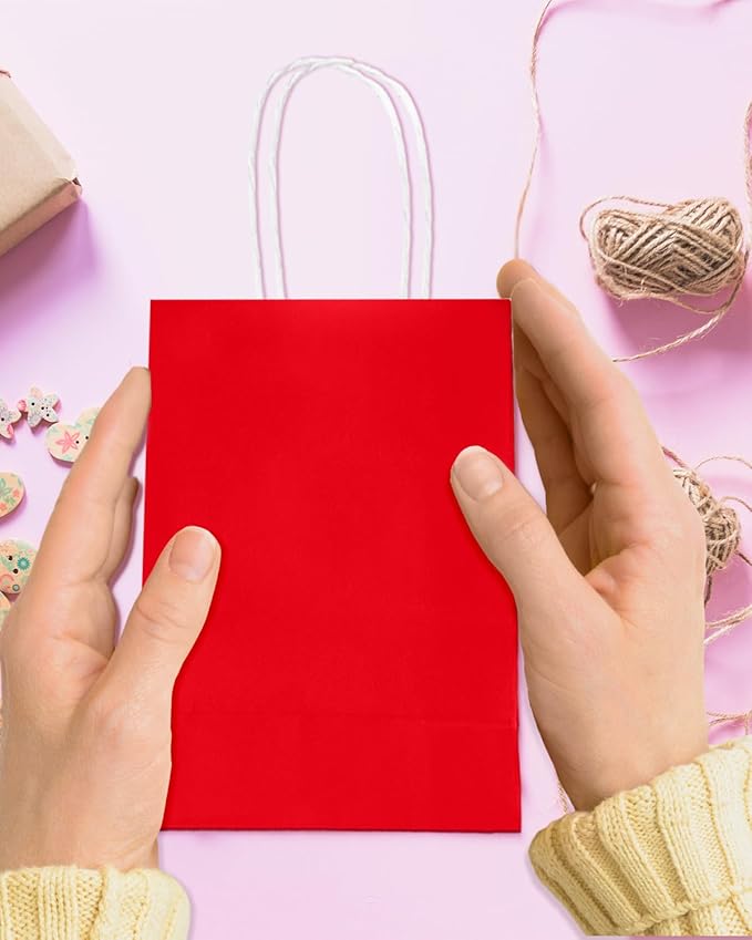 Bakepacker 100 Pcs Red Mini Paper Gift Bags - Image 4