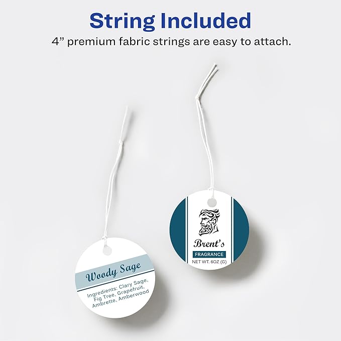 Avery Round Tags, Sure Feed Technology, Matte White, Strings Included, 120 Total - Image 9