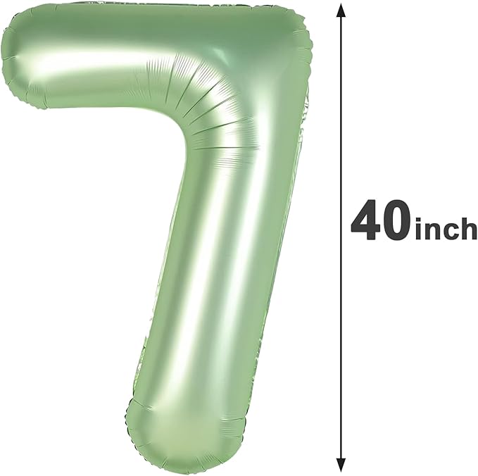 Sage Green Number 7 Birthday Balloon 40 Inch, Digital Balloons - Image 2