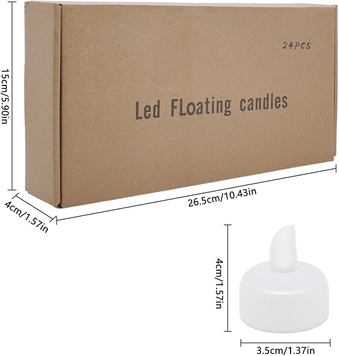 24pcs Warm White Flameless Waterproof LED Floating Candles, Battery Powered - Image 4