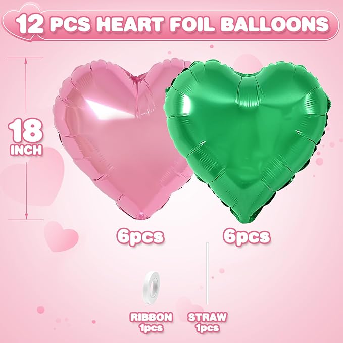 Pink Green Heart Balloons - Image 2