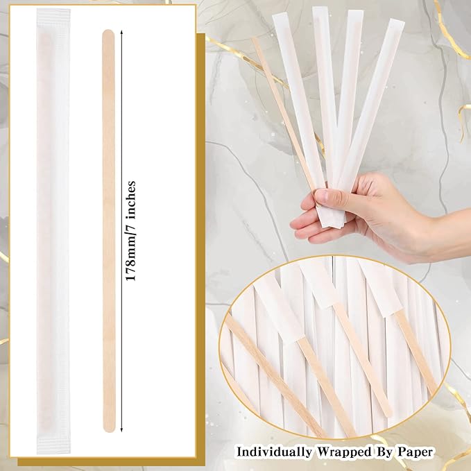 2000 Pcs Individually Wrapped Wooden Coffee Stirrers, Disposable Coffee Stir - Image 3