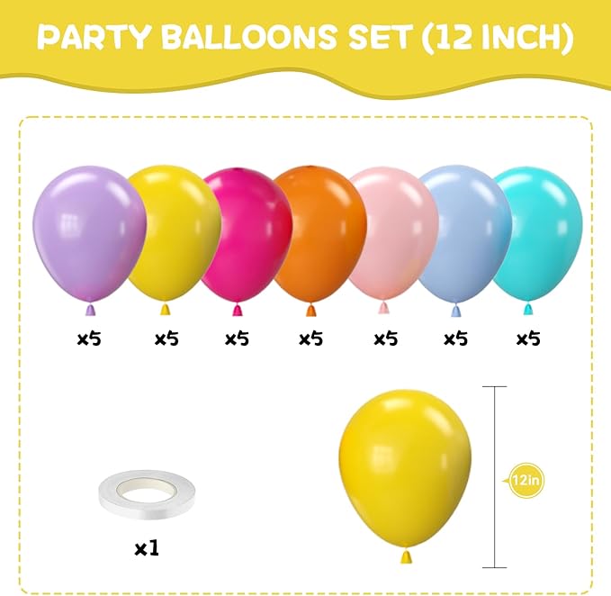 Tropical Balloons, 12 Inch Multicolor Rainbow Ballons Fruit Green Slate Blue - Image 2