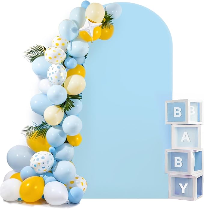 HEMMOTOP 7.2 ft Blue Arch Backdrop Cover, Spandex Arch Covers Stretchy Backdrop by Hemmotop