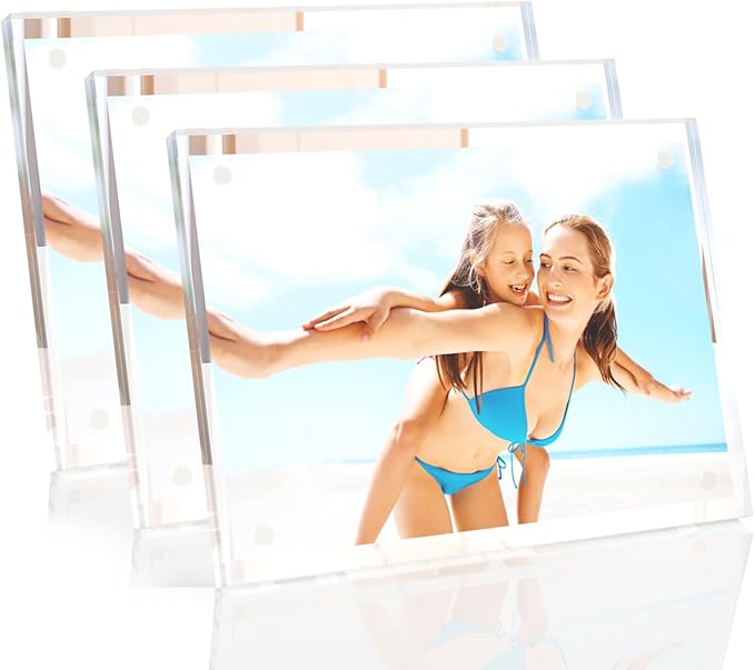 HELPLEX Picture Frames, 3 Pack 4x6 inch Acrylic Picture Frame Clear 4 x 6 Photo by HELPLEX