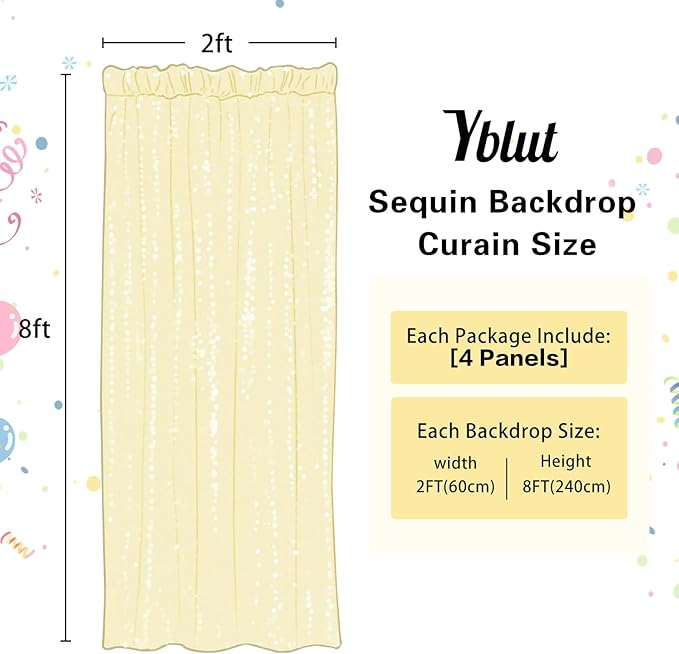 Silver Sequin Backdrop Curtain 4 Pieces 2FTx8FT Glitter Photography Backdrop - Image 7