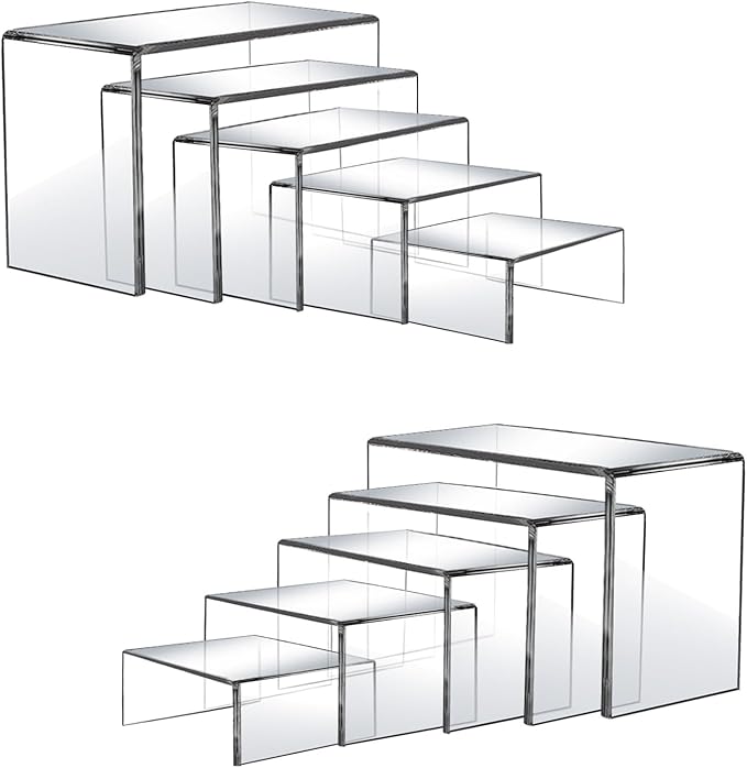 10 Pcs Acrylic Display Risers, 2 Sets Small Size Acrylic Risers Display Stands by Pwbarwq