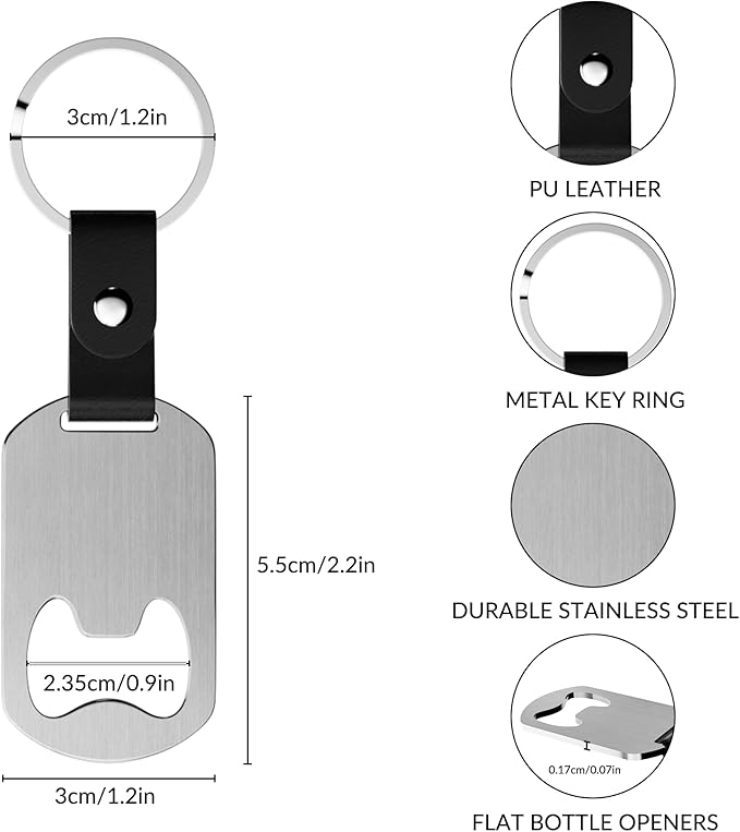 2 in 1 Personalized Bottle Openers Keychains Bulk, Pack 5-100 Flat Metal Custom - Image 2