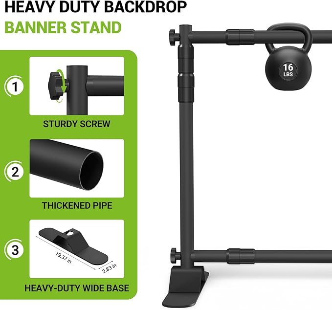10 x 8 Ft Heavy Duty Backdrop Banner Stand, Adjustable Photo Background Support - Image 4