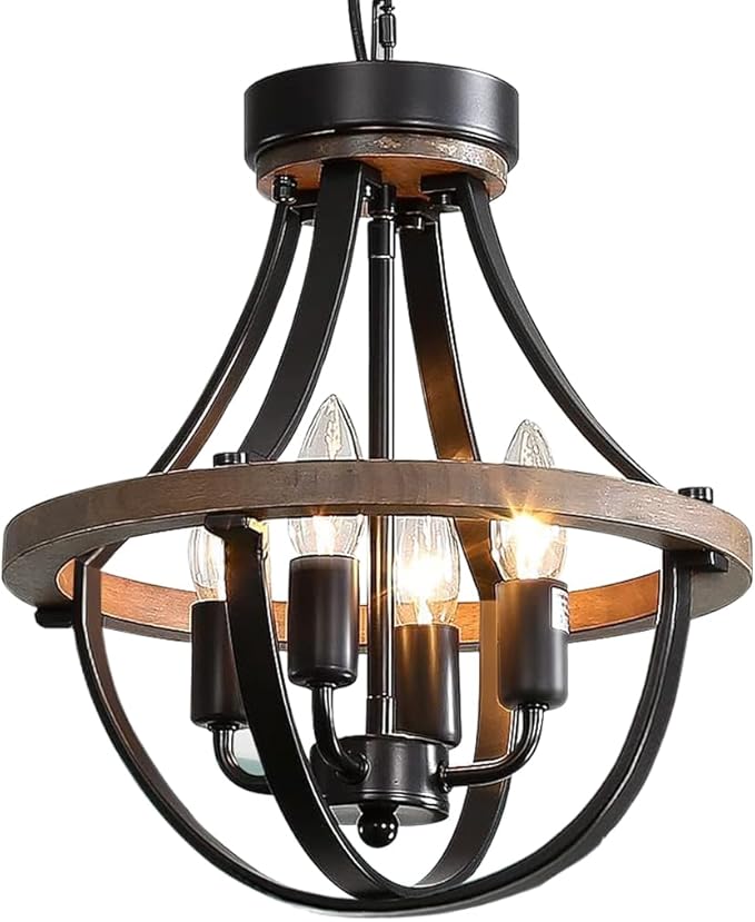 Farmhouse Chandelier, Modern Hanging Pendant Lighting, 4-Light Rustic Ceiling - Image 10