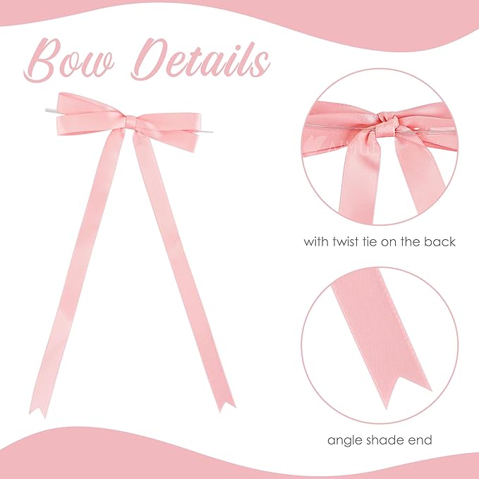 AIMUDI Baby Pink Bows 5 × 10" Satin Bows - Image 4