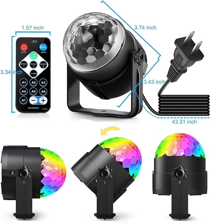 Party Disco Ball Dj Dance Lights Disco Strobe Rave Sound Activated Projector - Image 5
