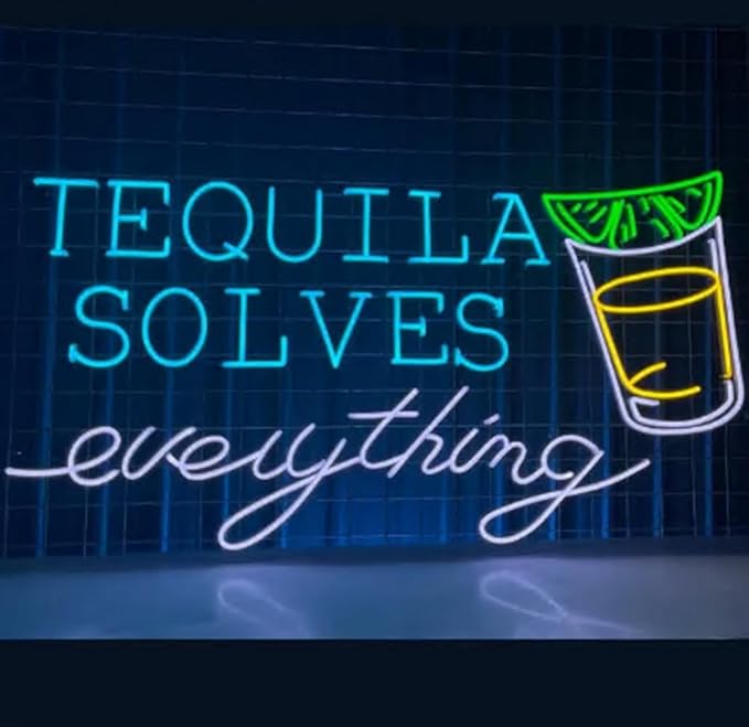 Tequila Solves Everything Neon Sign, Tequila Led Sign, Custom Neon Sign by BELISAMA