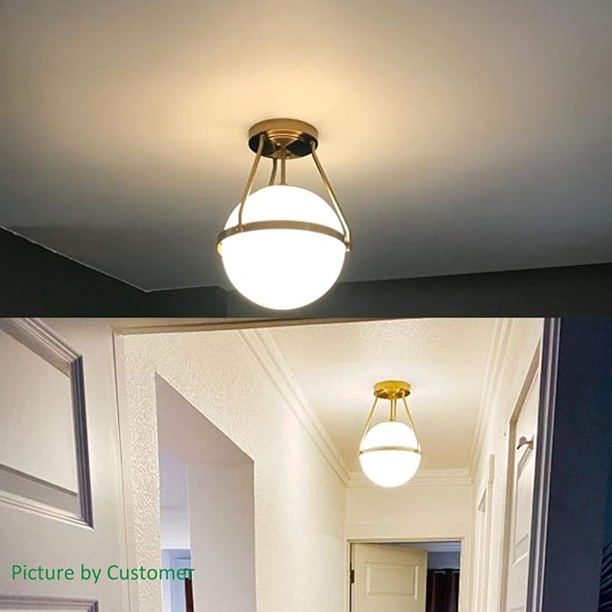 HOLKIRT Mid Century Modern Globe Semi Flush Mount Ceiling Light Fixture - Image 4