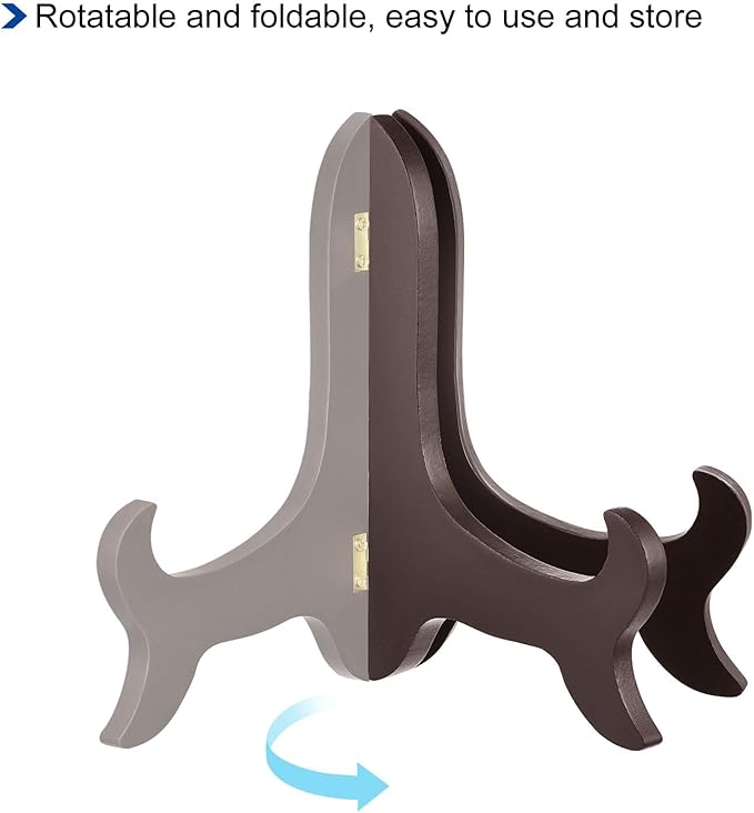 uxcell 8" Easel Plate Holder, Wooden Folding Display Stand Brown - Image 4