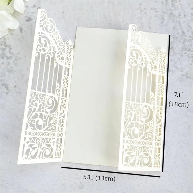 MillaSaw Glitter Ivory Invitation Card - Image 2