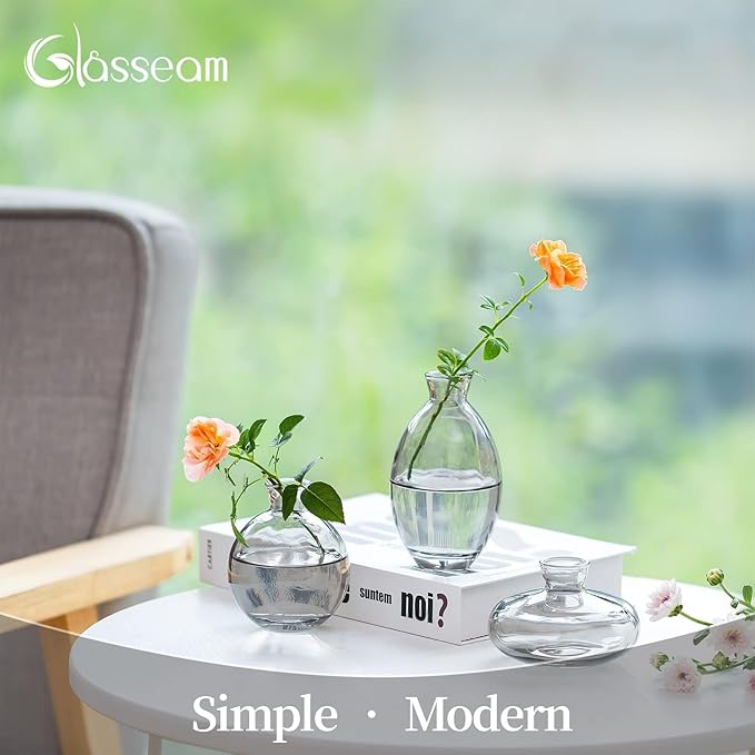 Bud Vases 3Pcs/Set Small Vases Handmade Cute Gray Small Vases - Image 4