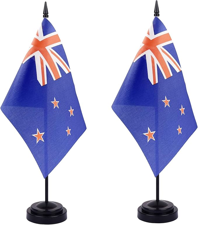 WXTWK 2 Pack New Zealand Flag New Zealand Deluxe Desk Flag Set by WXTWK