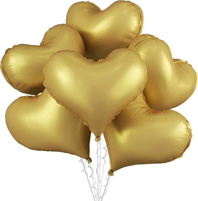 Gold Heart Balloons, 24Inch Large Metallic Heart Foil Balloons by vibzox