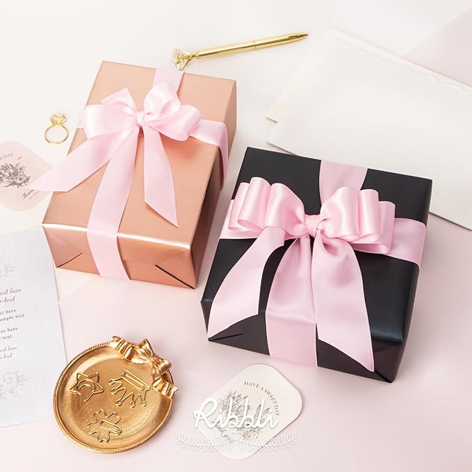 Ribbli Double Faced Light Pink Baby Pink Satin Ribbon, 1” x Continuous 25 Yards - Image 4