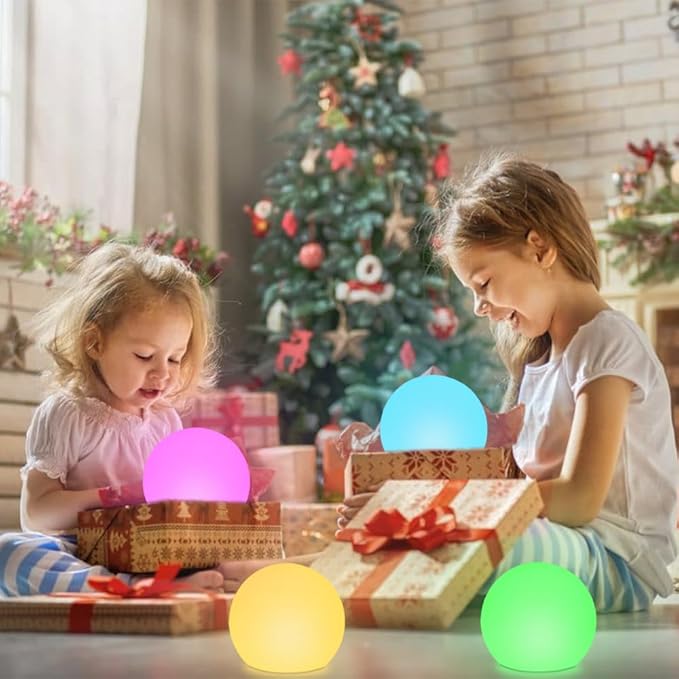 LED Glowing Ball Light, 8-in RGB Color Changing LED Orb Night Light Mood Lamp - Image 4