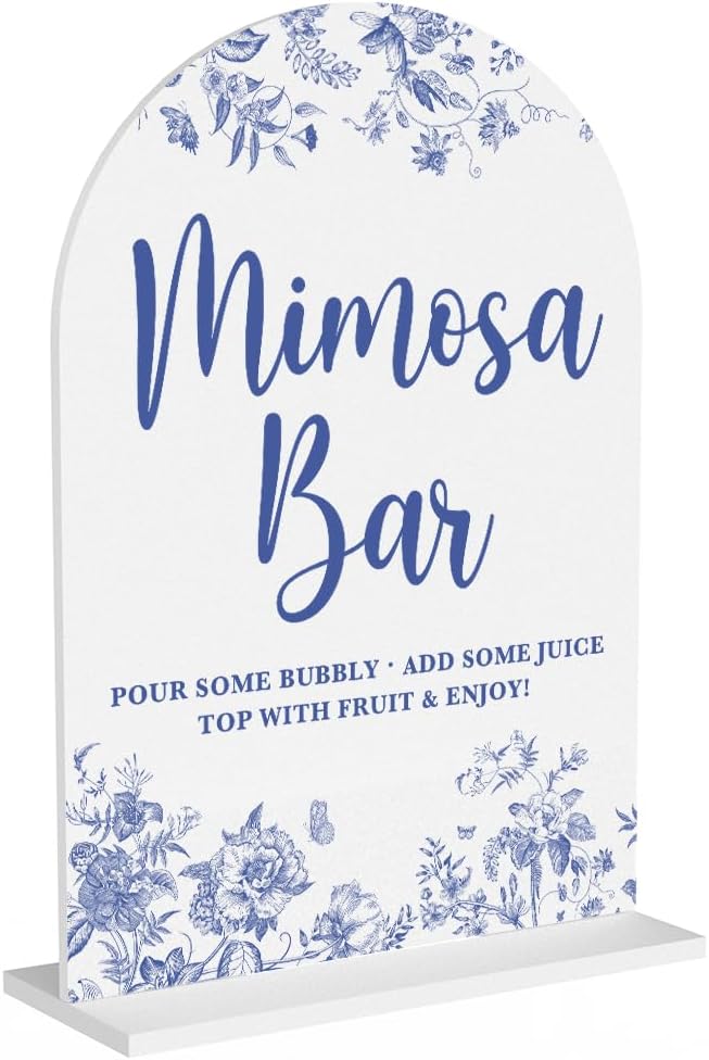 Acrylic Wedding Signs, Dusty Blue Wedding Decor, Mimosa Bar Signs by KongMoTree