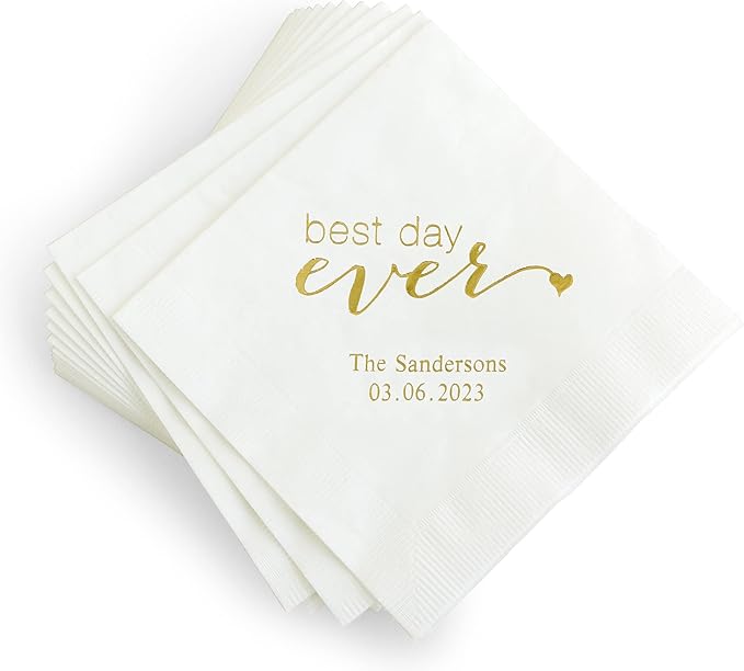 Weddingstar Personalized Printed Paper Napkins 3-Ply 50 Pack by WEDDINGSTAR