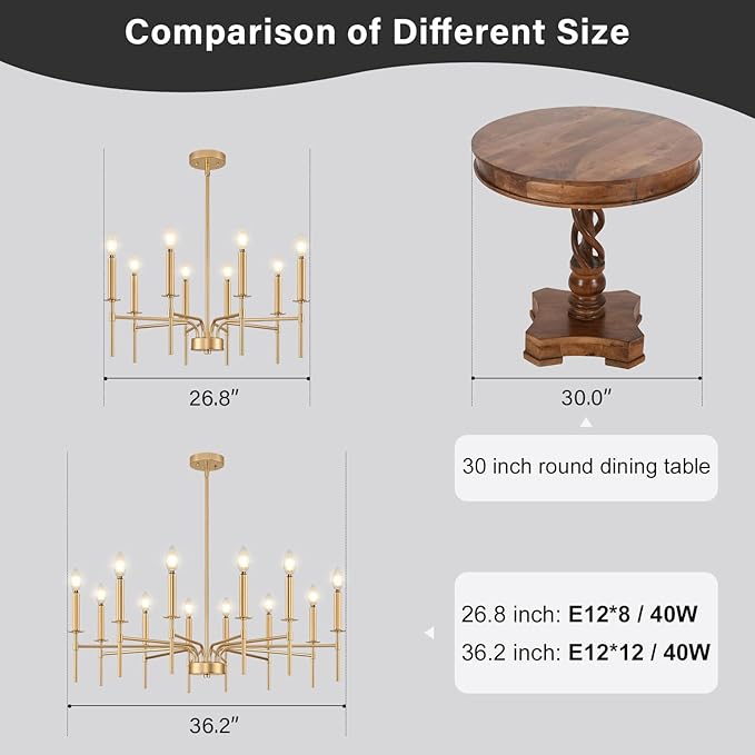 8 Light Gold Chandelier Light Fixture, Modern Farmhouse Chandeliers - Image 5