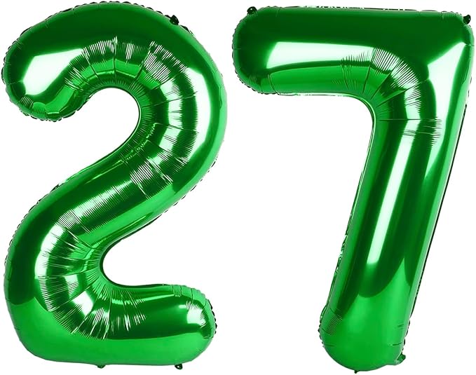 Green Number 27 72 Birthday Balloon 40 Inch, 27 72 Party Celebration by Upgesy