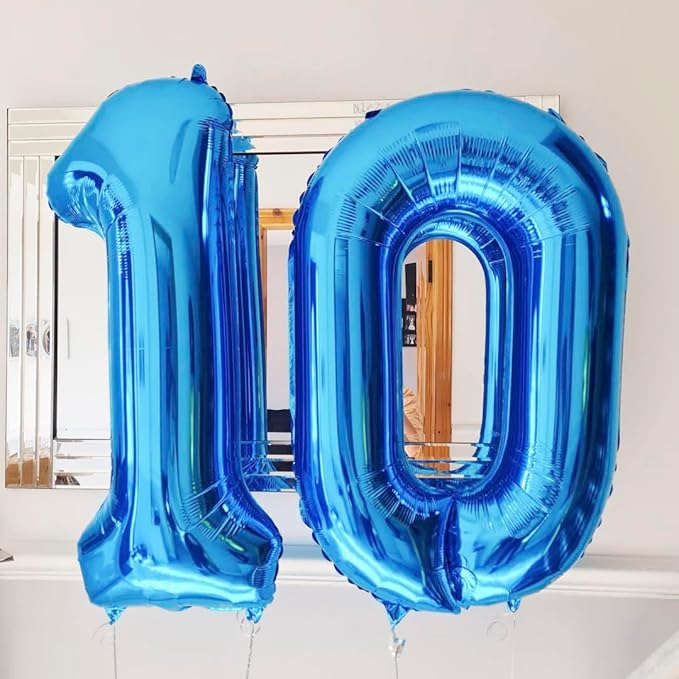 Blue 4 Balloon Number, 40 Inch Number 4 Balloon Big Blue 4 Foil Mylar Helium - Image 5