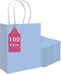 qiqee 100PCS Gift Bag with Handles Bulk Light Blue Paper Bags Multiple Uses by Qiqee
