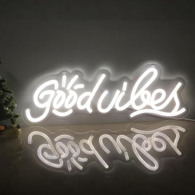 good vibes only neon sign for Backdrop wall decor, Cool White LED Neon vibes - Image 2