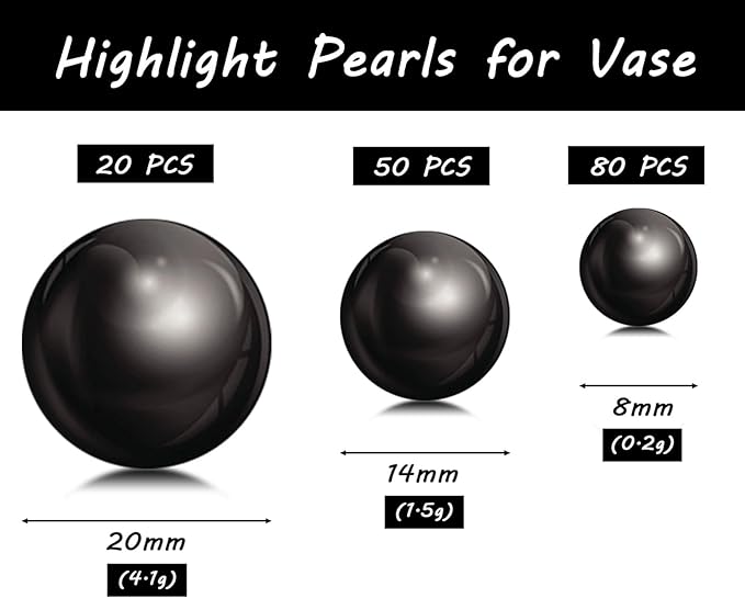 150Pcs Black Polished No Hole Faux Pearl Beads - Image 3