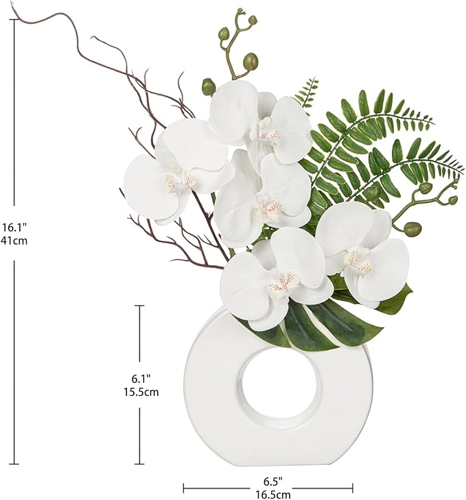 Briful Orchid Artificial Flowers 16.1'' White Orchid Silk Flowers - Image 2