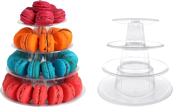 2 Set 4 Tier Macaron Display Stand Round Macaron Tower Cake Stand Dessert by HZLHZYY