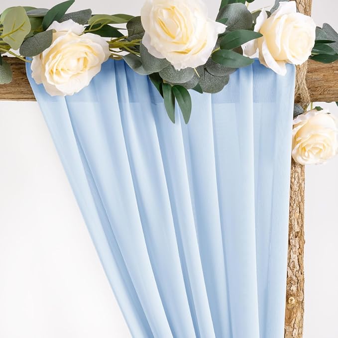 Socomi Wedding Arch Draping Fabric 3 Panels 29" x 19Ft Baby Blue Sheer Chiffon - Image 3